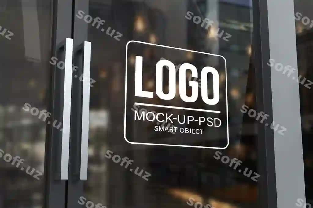 Logotip namunasi shisha eshta | Logo mockup glass door
