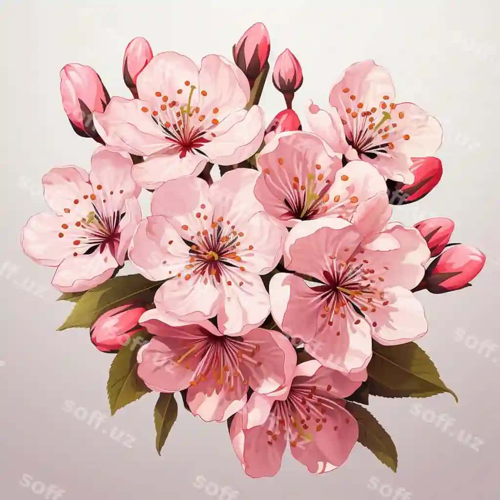 Sakura vektor chilanzor gul gulli binafsha bahor fon olcha | Sakura vector blossom flower floral pink spring background cherry 2