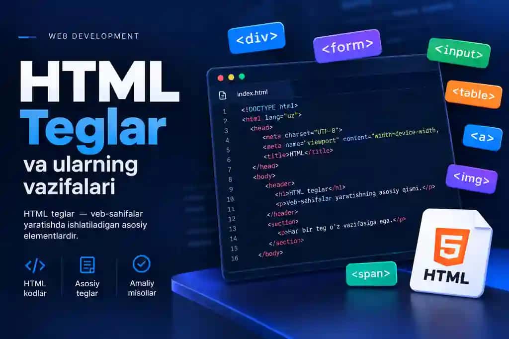 HTML теглар ва уларнинг вазифалари