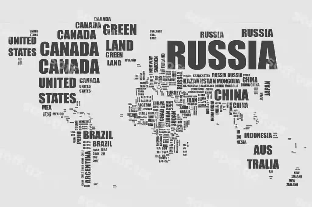 Tipografiya dunyo xaritasi davlat nomlari bilan vektor | Typography world map with country names vector