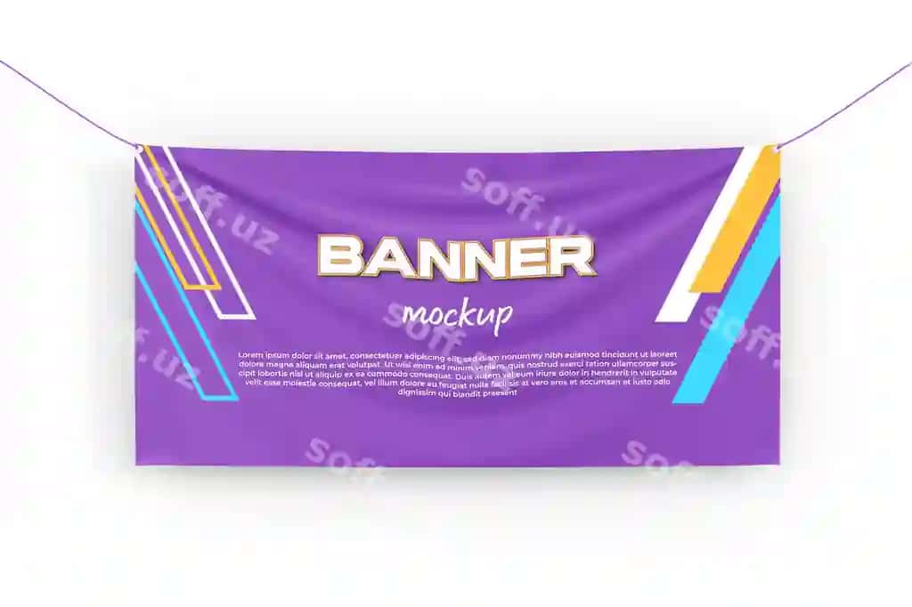 Chetga asomadigan banner mockup psd | Hanging banner mockup psd