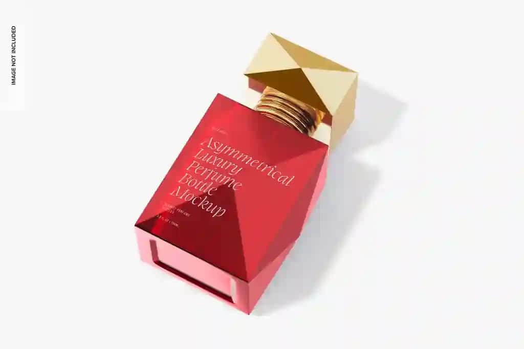 Asimmetrik hashamatli atir shishasining maketi tushirildi | Asymmetrical luxury perfume bottle mockup dropped