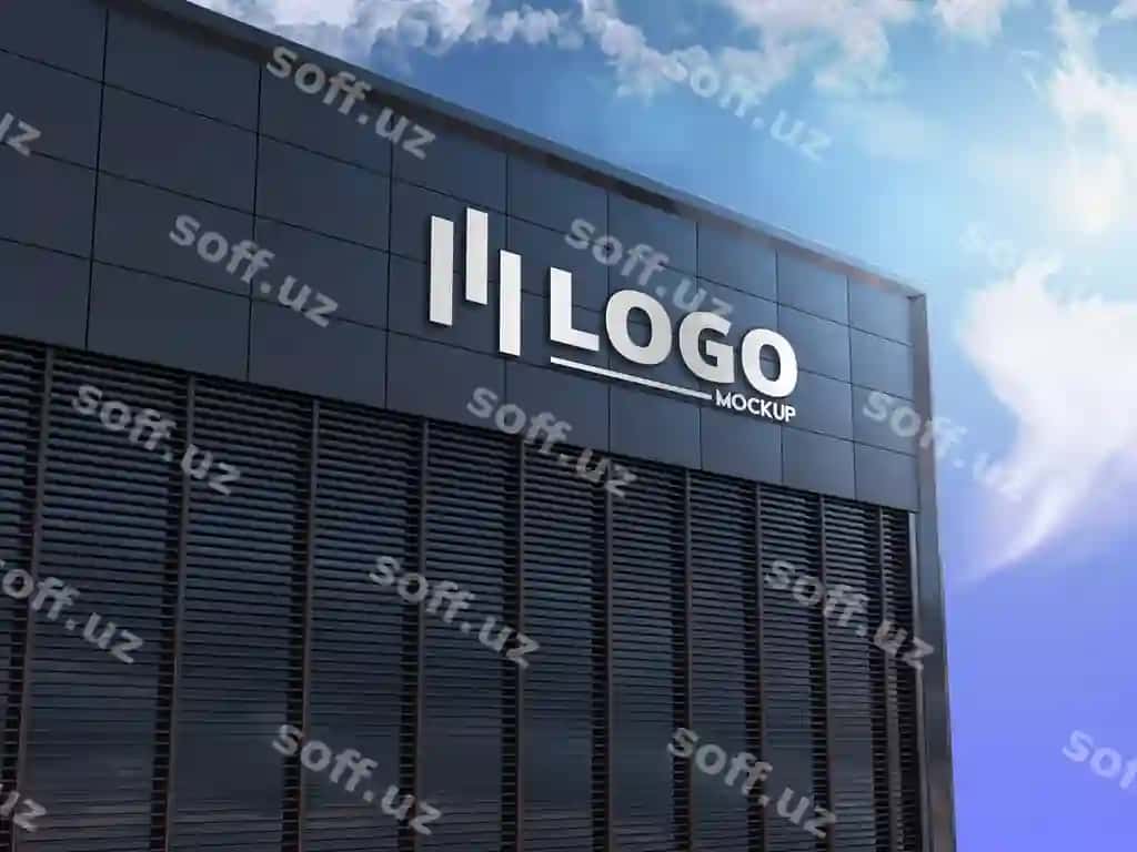 Binoning logotipi mockup dizayn rendering | Building logo mockup design rendering 2