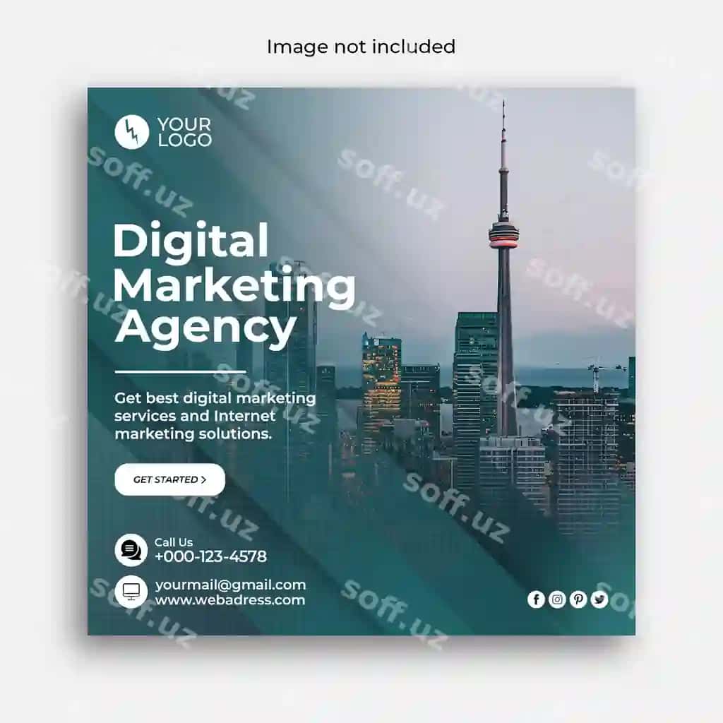 Raqamli marketing, biznes banner, korporativ ijtimoiy tarmoqlar banneri | Digital marketing business banner corporate social media banner
