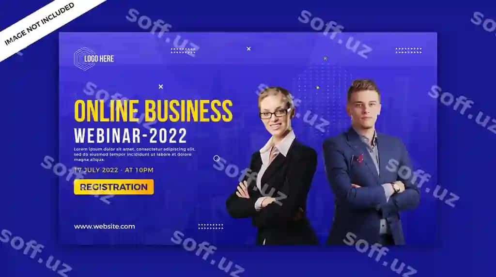 Biznes konferensiyasi veb banner shablon dizayni PSD | Business conference web banner template design psd