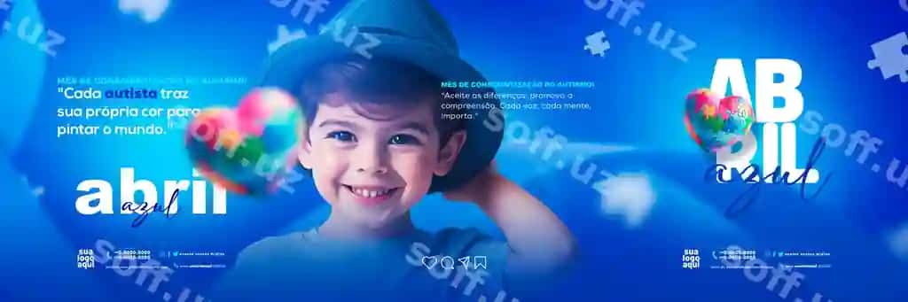 Avtizm haqida bilish oyi banneri | Autism awareness month banner