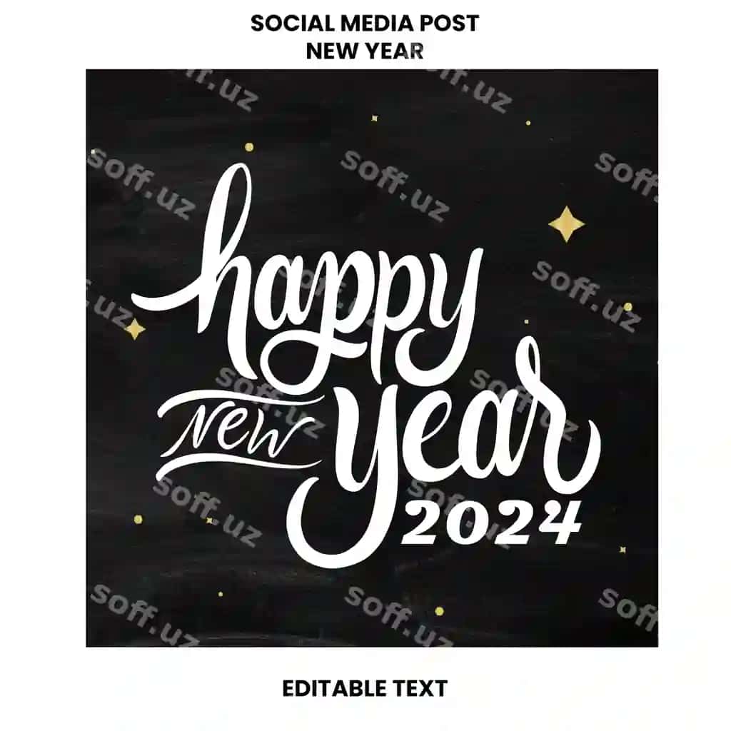 Bepul PSD banner Baxirli Yangi Yil 2024 Oq rang | Free psd banner happy new year 2024 white color