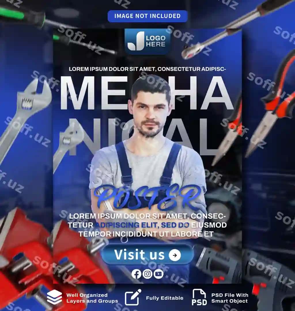 Mashina mexaniki poytaksi shablon dizayni | Car mechanic poster template design