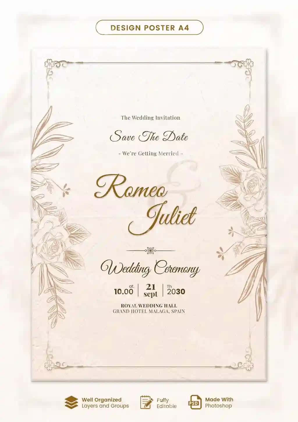 Hashamatli to'y taklifnomasi shabloni | Luxury wedding invitation template