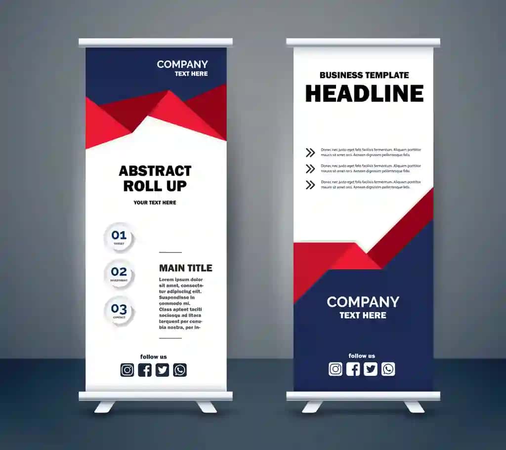 Vektor biznes roll up displey standee taqdimot maqsadi | Vector business roll up display standee presentation purpose