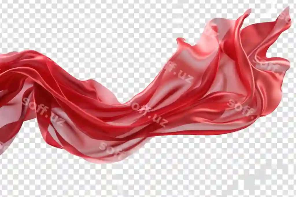 Uchuvchi qizil ipakli material, dalqalab satin, ajraltirilgan shaffof png foni, generative ai | Flying red silk fabric waving satin cloth isolated transparent png background generative ai