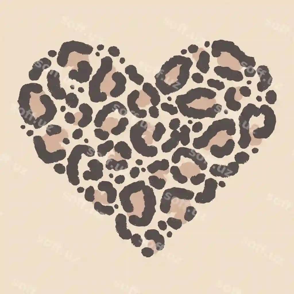 Fil teri yurak shaklidagi hayvon printi | Leopard skin shape heart animal print