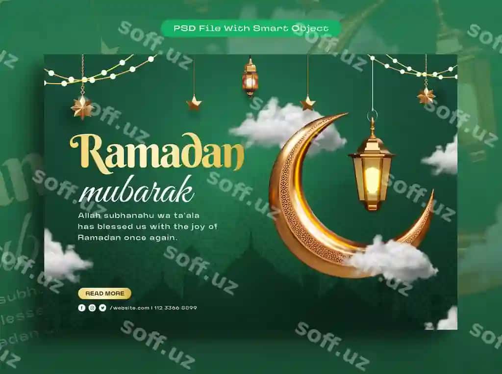 Ramadan muborak Arab oltin baner dizayn shabloni | Ramadan mubarak arabic golden banner design template 2