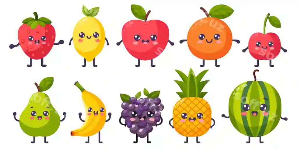Strelets kartinka mevalar komplekti | Groovy cartoon fruits set 2