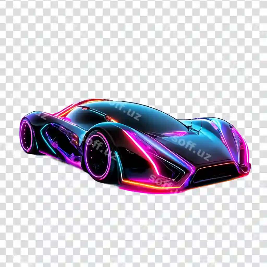 Kelajakchi sport avtomobilning neon yoritish dizayni | Futuristic sports car neon lights design