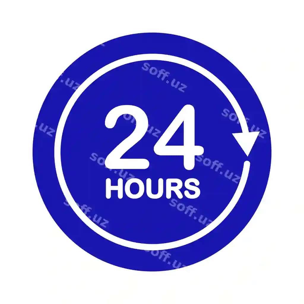 24 soat o'tkirjadagi aroqa ikonasi 24 soatlik tsikl belgisi ochilgan | Twenty four hour with arrow loop icon 24 hours cyclic sign opened 2