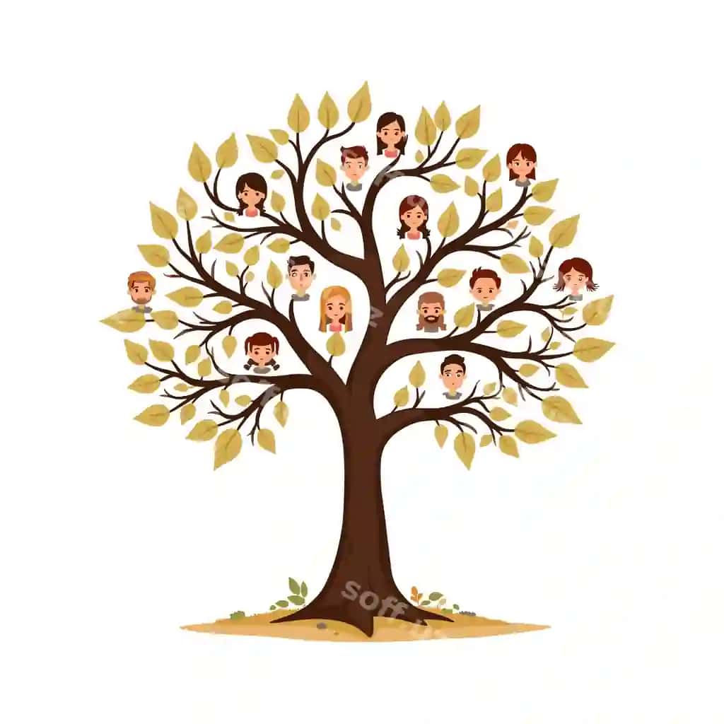 Oila shajara vektor illustratsiyasi oq fonda | Family tree vector illustration white background