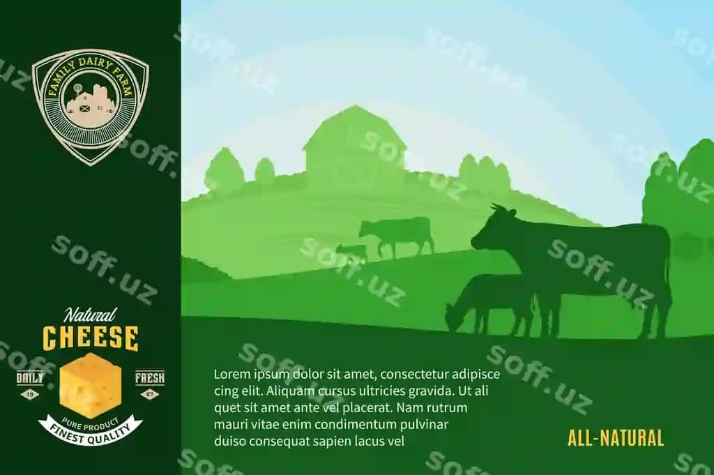 Pishloq logotipi sutxona illustratsiyasi | Cheese logo dairy farm illustration 2