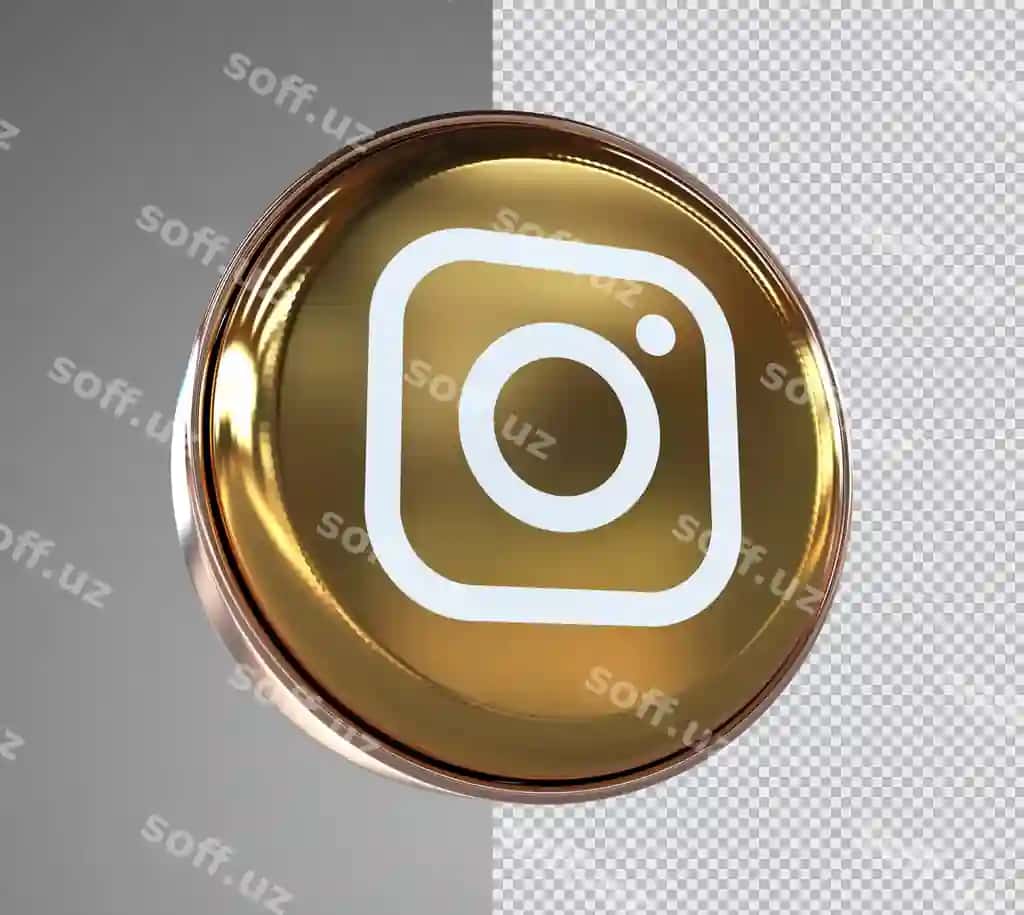 Oltin Instagram ikonasi 3d rendering | Gold instagram icon 3d rendering