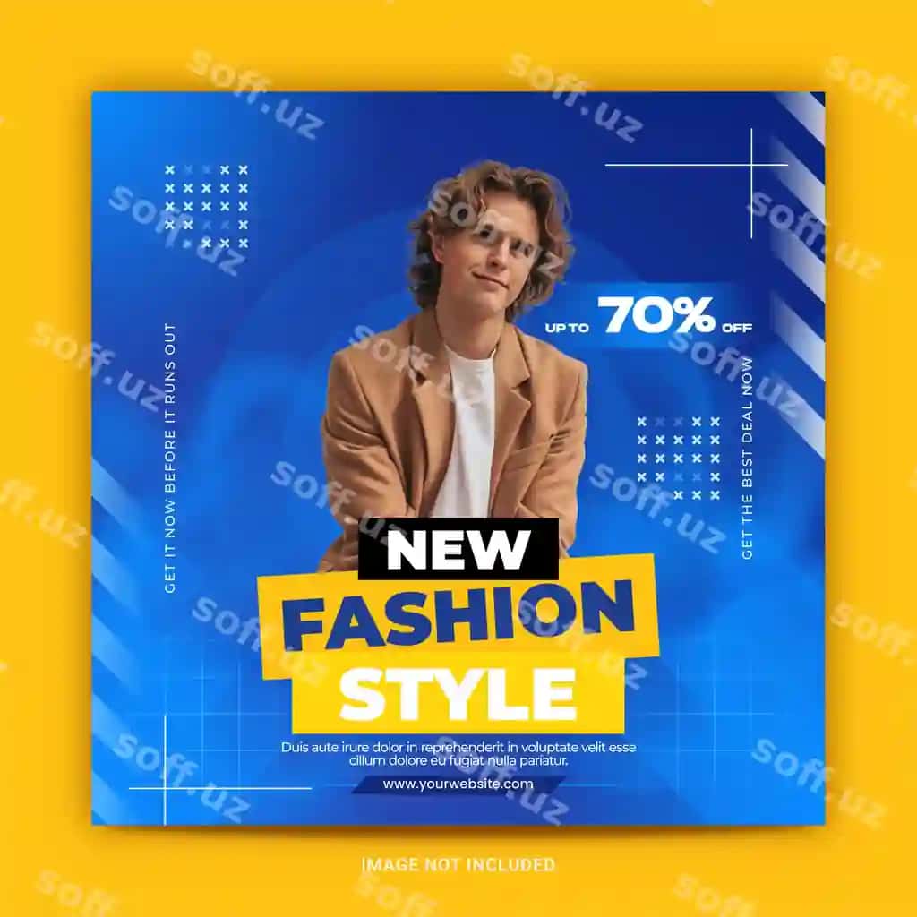 Ko'k oddiy ijtimoiy tarmoqlar uchun post shabloni | Blue simple social media post template 2