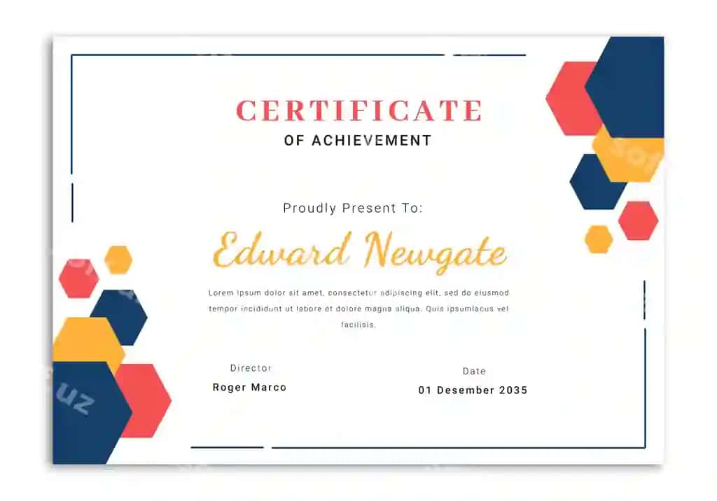 Zamonaviy chiroyli sertifikat dizayn shabloni | Modern elegant certificate design template 2