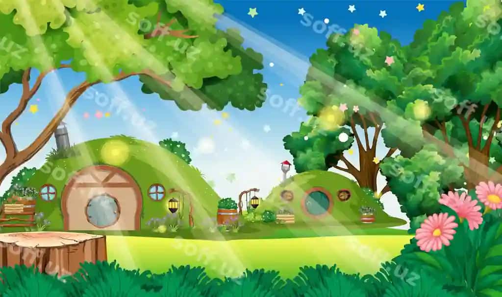 Fantaziya oʻrmoni sehrli oʻrmon orqa fonda sahna | Forest fantasy enchanted forest background scene