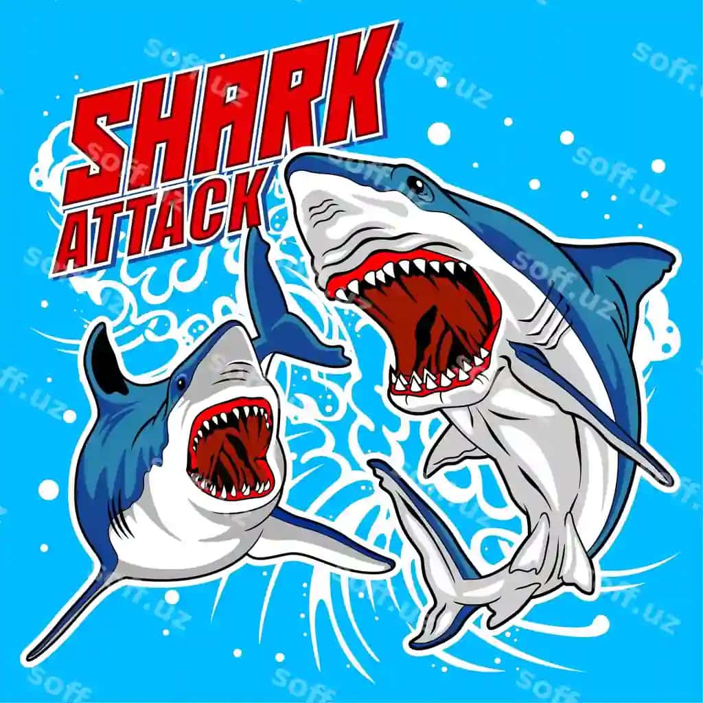 Ko'k poster so'zlar bilan shark hujum qiladi | Blue poster with words shark attack it