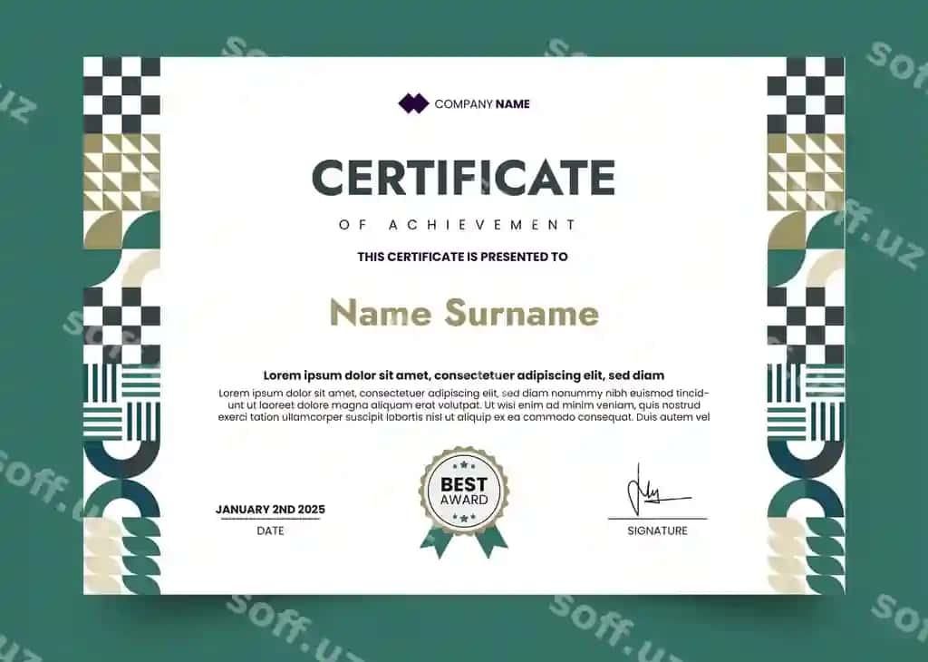 Vintj mosaika sertifikat dizayn shabloni | Vintage mosaic certificate design template