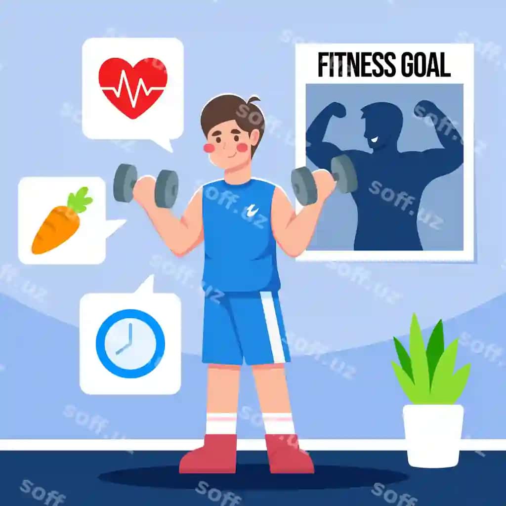 Fitness maqsad flat dizayn | Fitness goal flat design 2