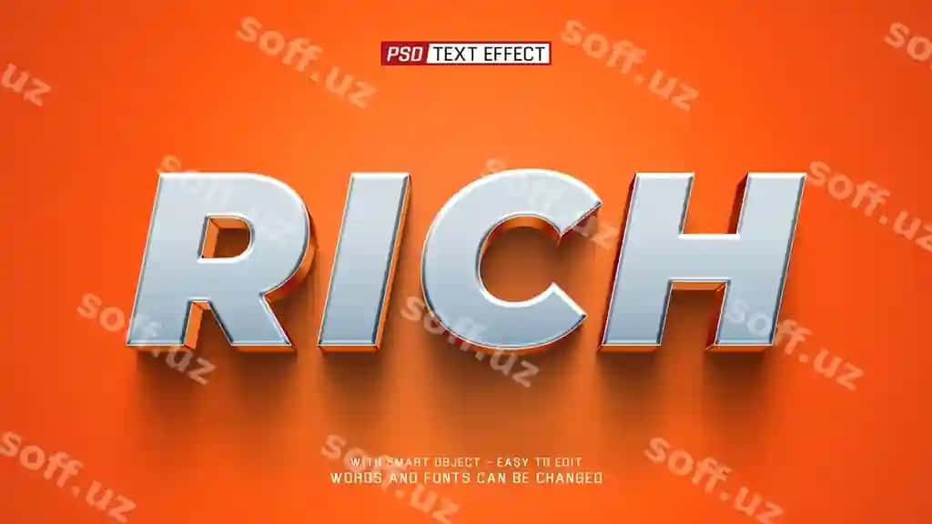 Boying 3d matn effekti | Rich 3d text effect 2