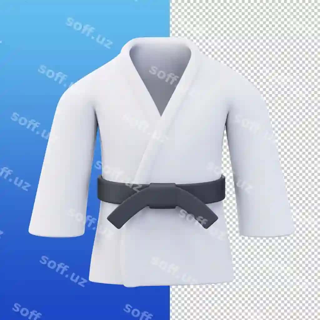 3d render oq karate kostumi qora kemer bilan | 3d render white karate uniform with black belt 2