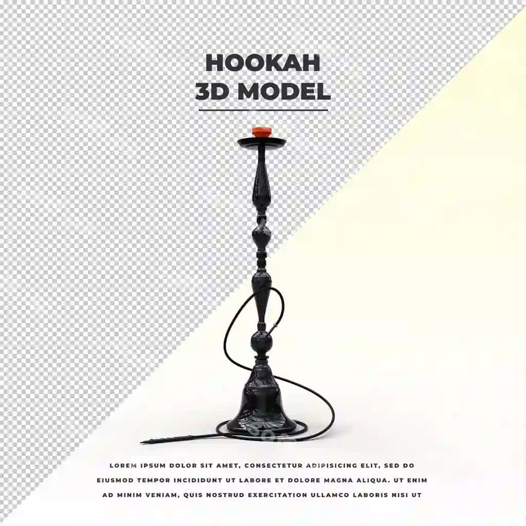 Shisha hookah suwli narg'ilkasi 3d izolyatsiya modeli | Shisha hookah wasserpfeife 3d isolated model 2