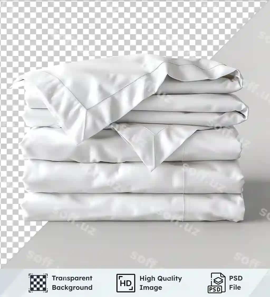 Shaffof orqa fon psd yuqori ip soni paxma varaqi oq komplekt | Transparent background psd highthreadcount cotton sheets white set