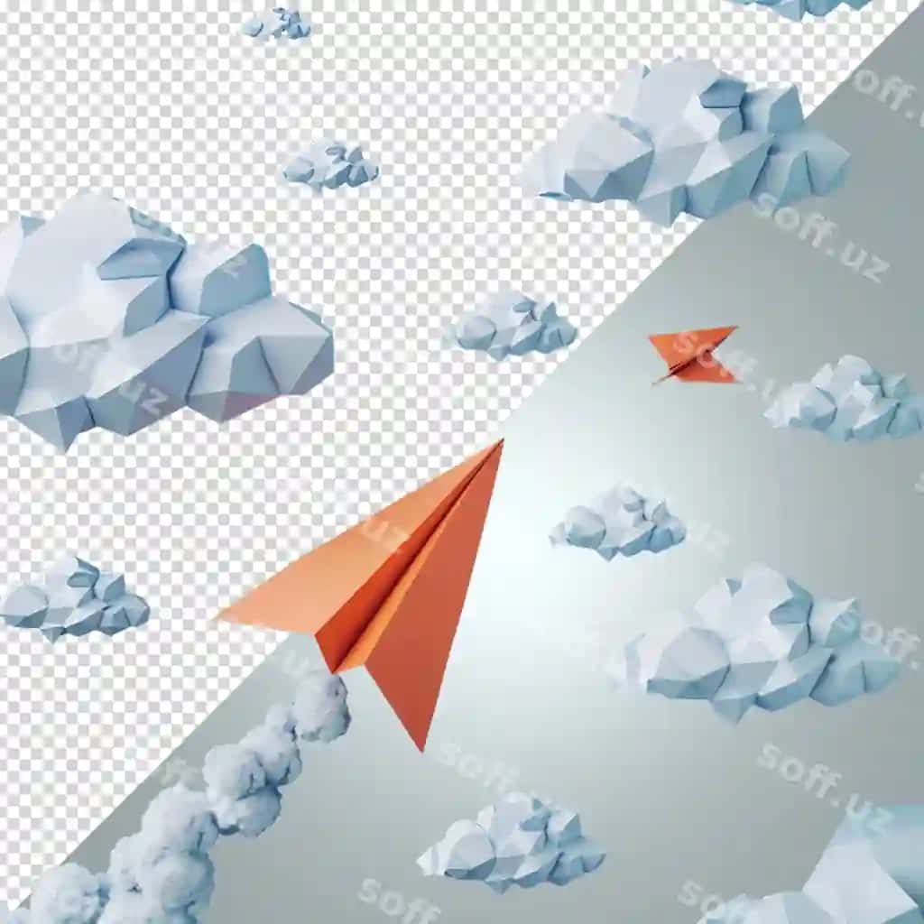 Qog'oz samолет apelsin rangli o'stir bilan osmon uchishmoqda | Paper plane is flying sky with orange arrow