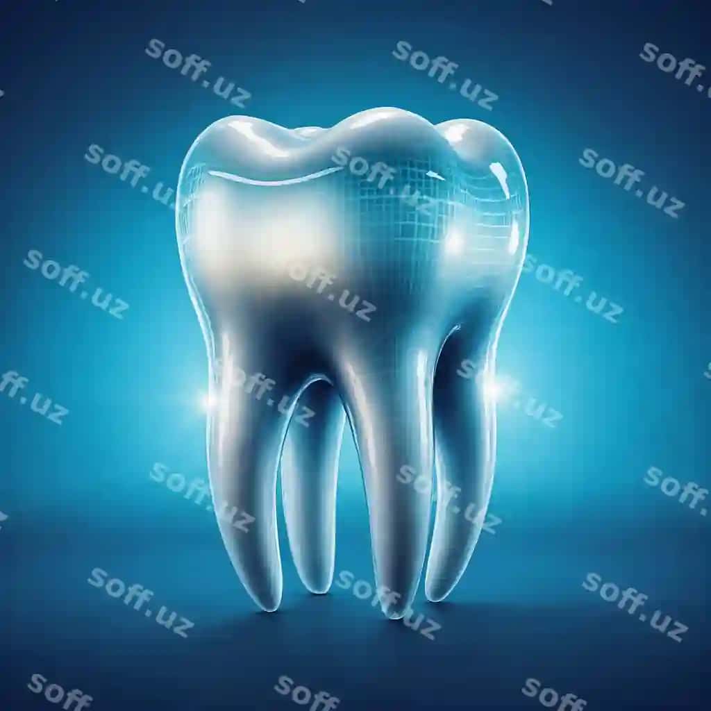 3d render sog'gin tish ko'k fonda | 3d render healthy tooth blue background