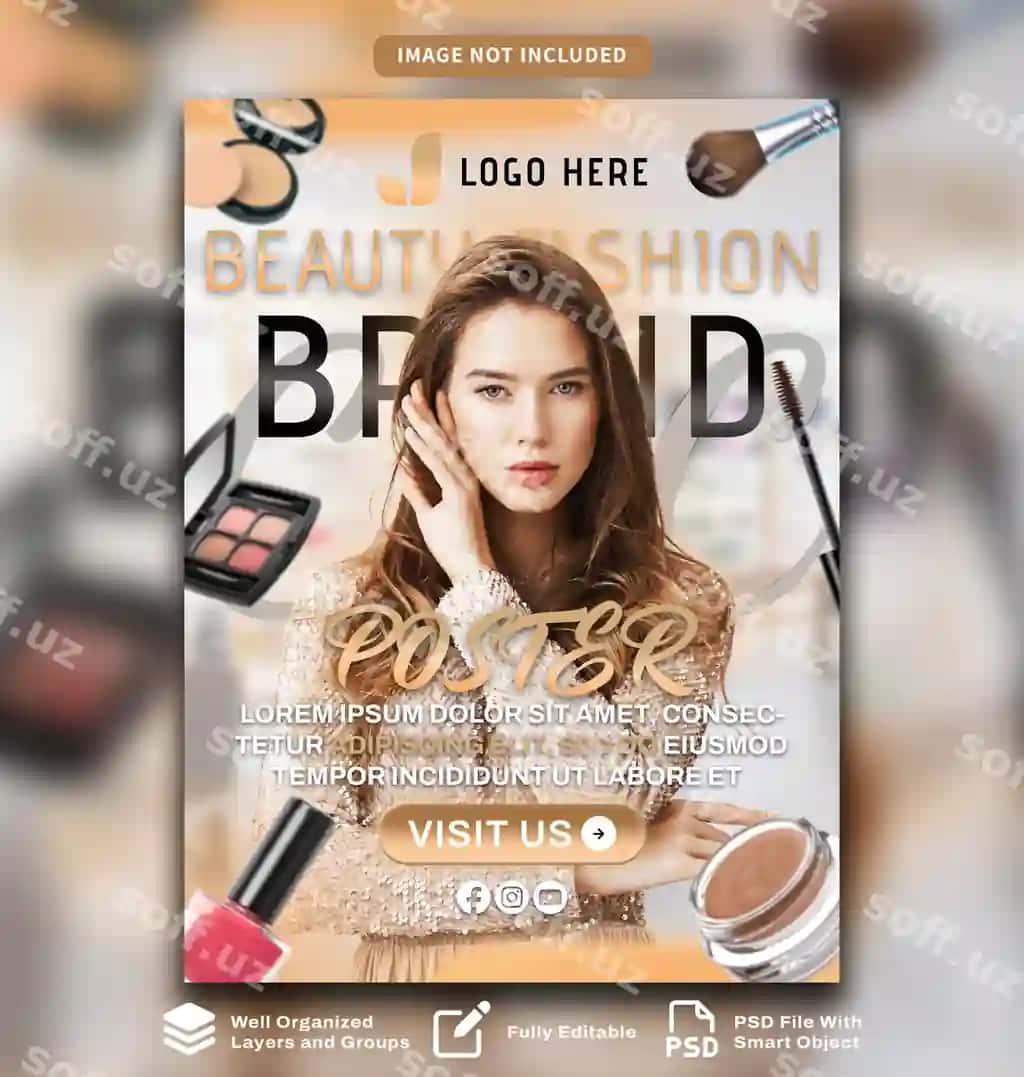 Poster Makeup kosmetik brend, chiroyli modelni ko'rsatadigan. | Poster makeup cosmetics brand that showing beautiful makeup model 2