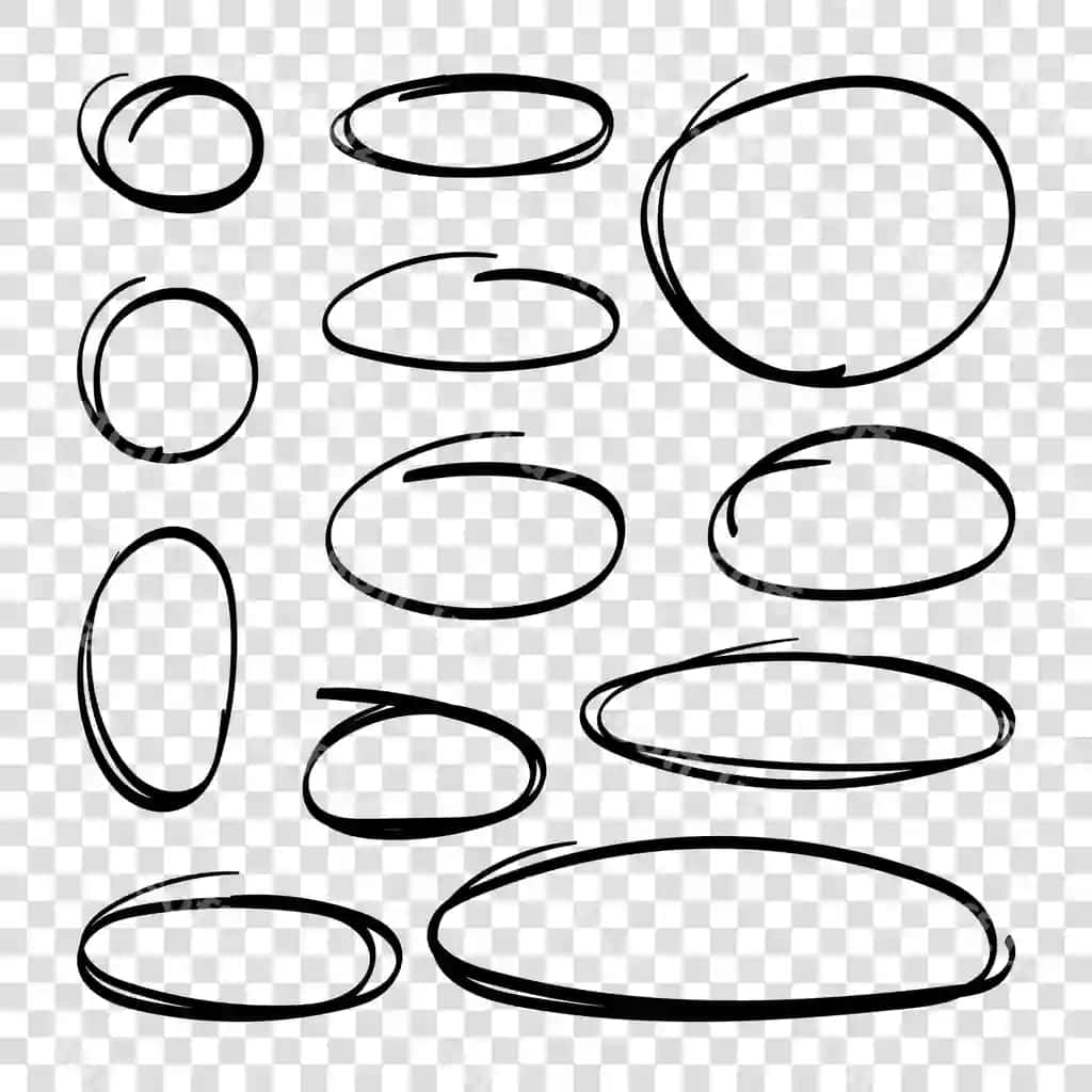 Qo'l bilan chizilgan ovalar doiralarni ajratib chiqadi, to'plam chiziqlar san'ati | Hand drawn ovals highlight circles set line art