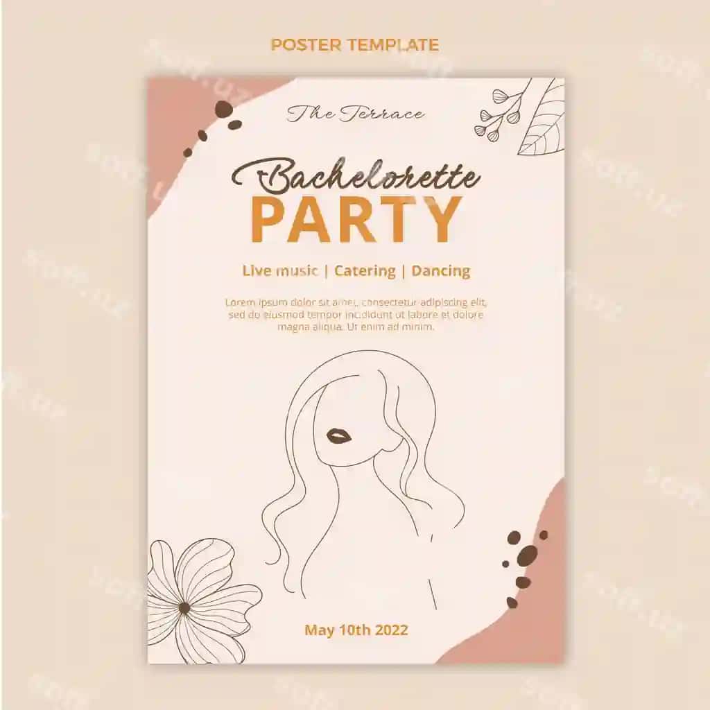 Tekis dizayn Bachelorette shabloni | Flat design bachelorette template 2