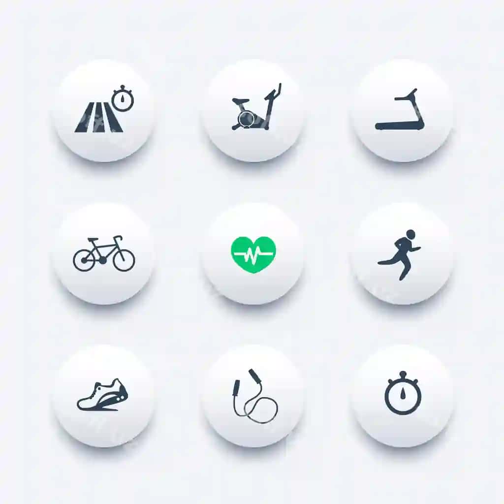 Kardio trening doira zamonaviy ikonlar to'plami | Cardio training round modern icons set 2