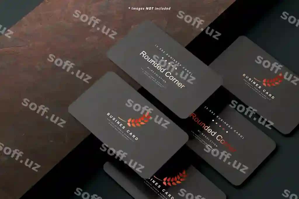 Yuzlar burchakli biznes vizitka mockup sahna | Rounded corner business card mockup scene