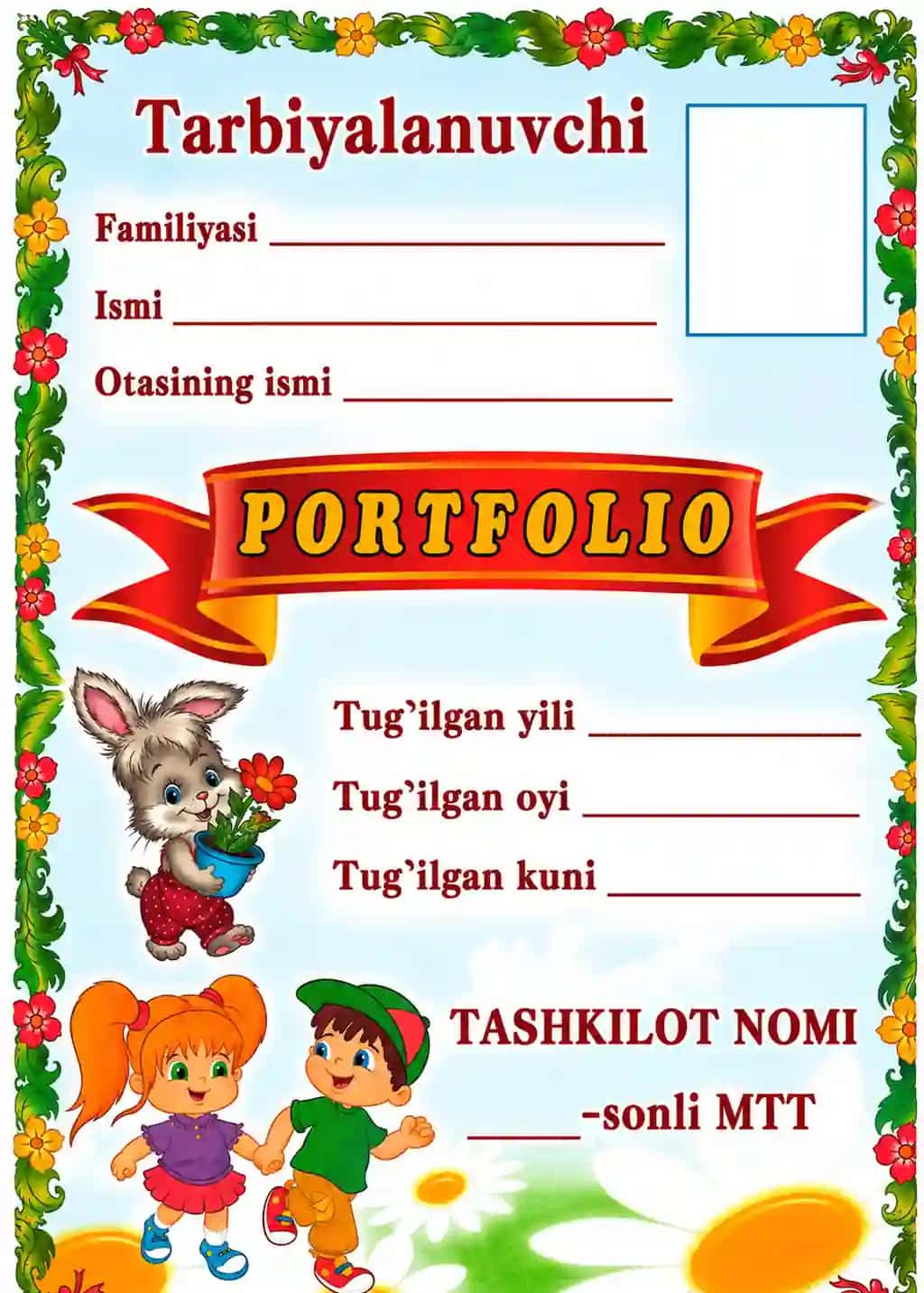 MTT bolajonlar uchun portfolio usti