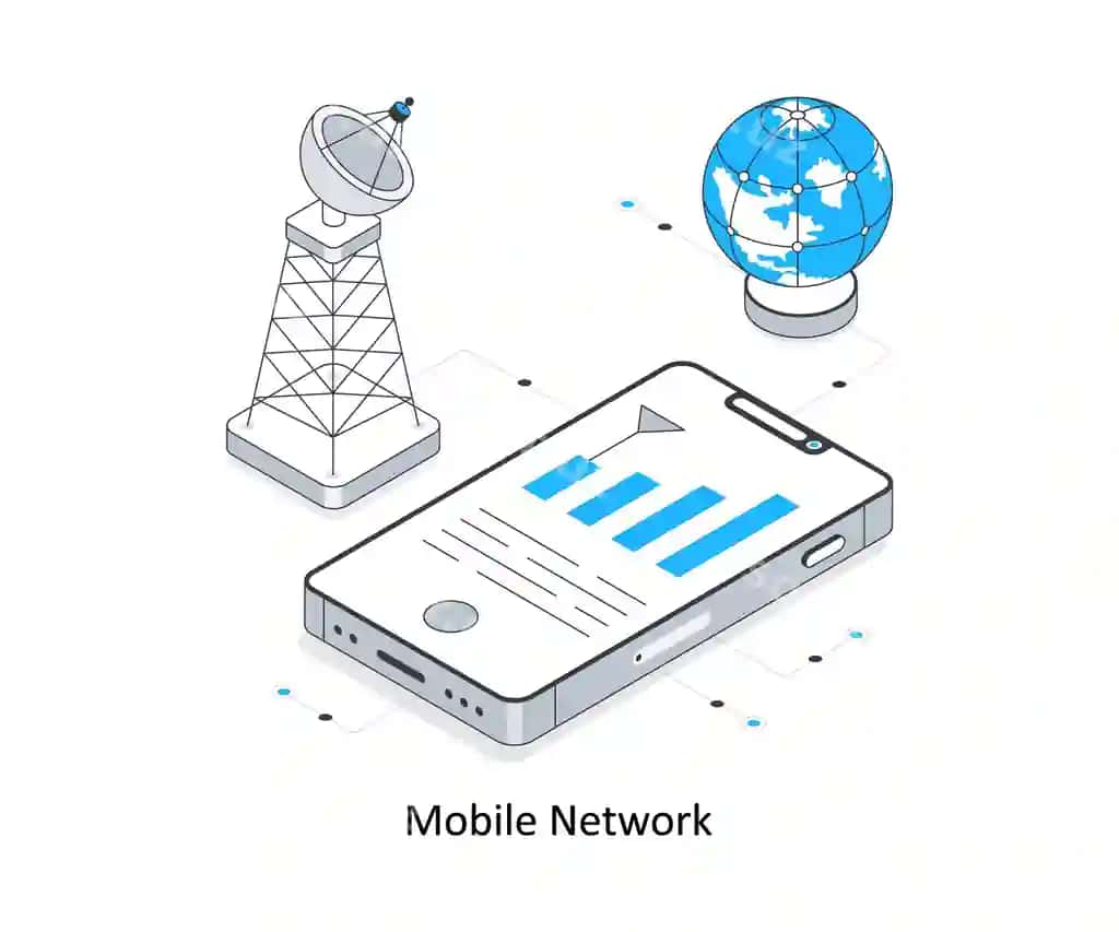 Mobil tarmoq izometrik stocks illustratsiyasi EPS fayl stocks illustratsiyasi | Mobile network isometric stock illustration eps file stock illustration