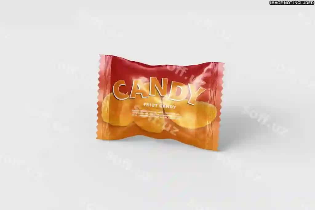 Meva konfetasi paketi mockup | Fruit candy packet mockup