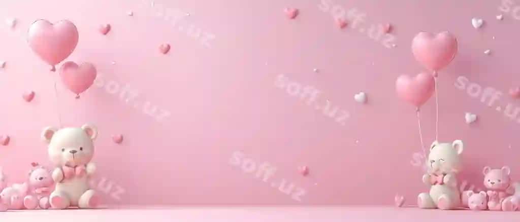 Pushti oʻrdaklar qalpti balonlar bilan | Pink teddy bears with heart balloons 2