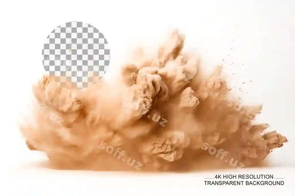 Orqa fonda shaffof, qongʻiroq pushti, qalin bulut, tozabon tuproq | Thick cloud brown dust transparent background 2