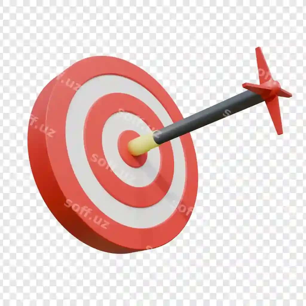 3 o'lchovli maqsad bilan o'q markazga urilmoqda | 3d target with arrow hitting bullseye