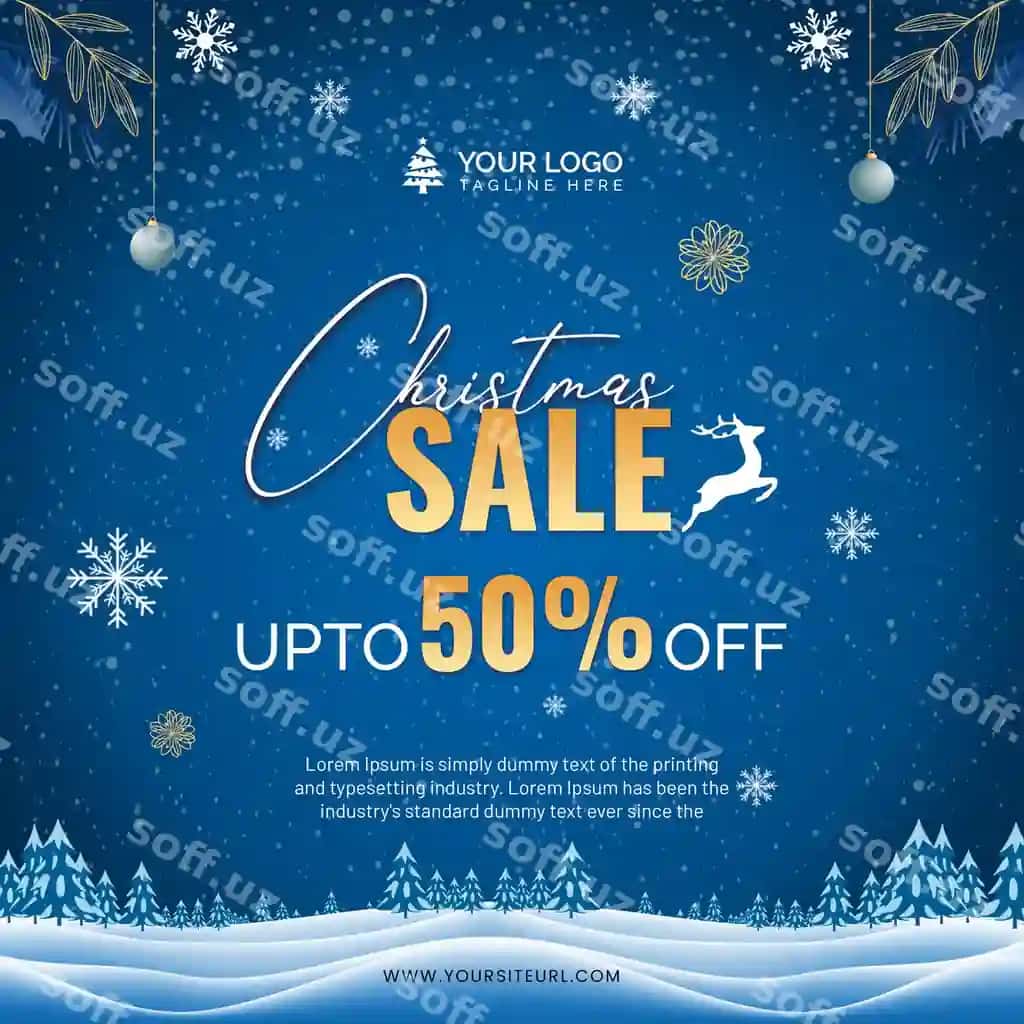 Bayramiy Rojdestvo sotuv aksiyasi sotsial media posti Instagram posti | Festive christmas sale promotion social media post instagram post