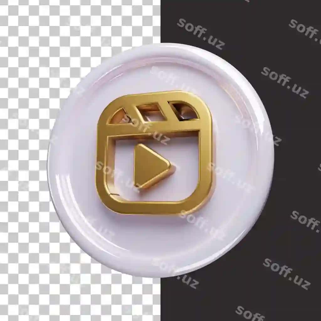 Instagram reels logo oltin uch o'lchovli | Instagram reels logo gold 3d