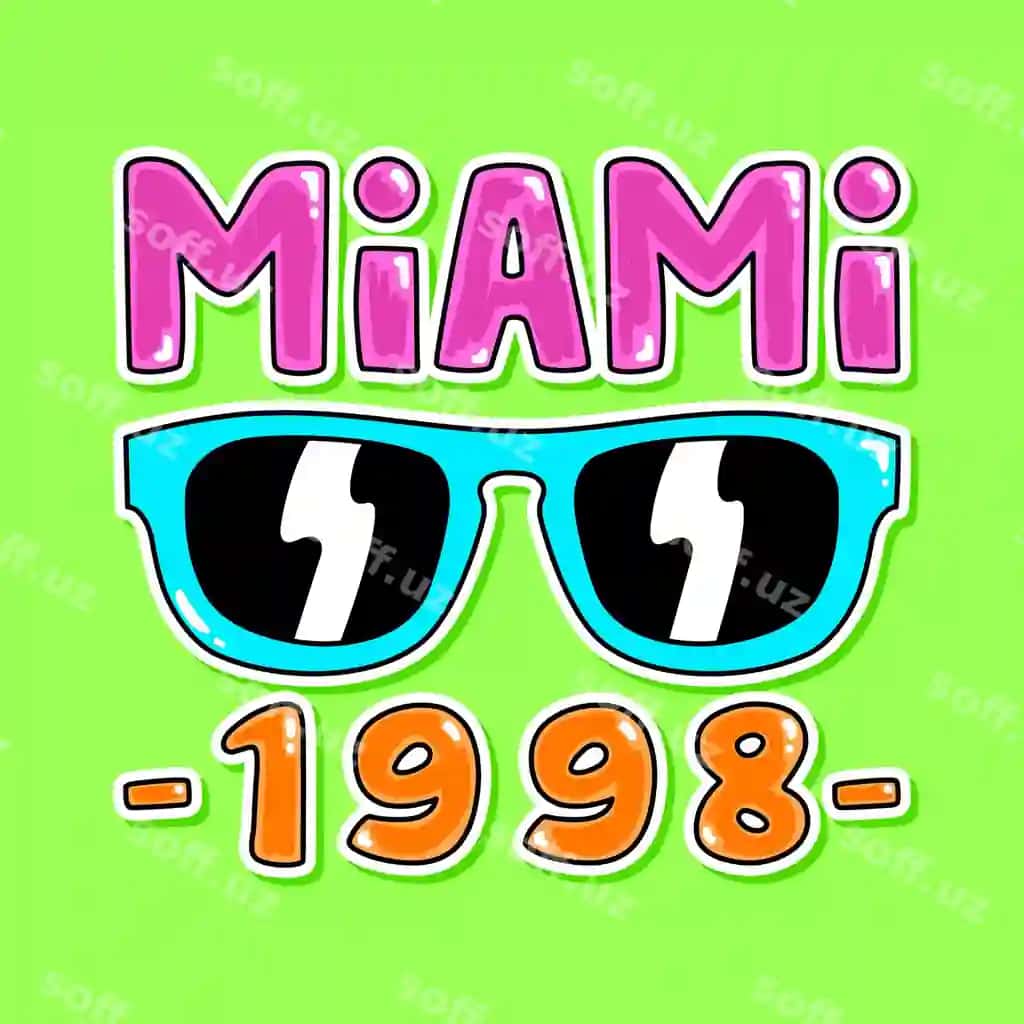 Miami 1998 yoz chizmasi ko'z qo'ygan | Miami 1998 summer print with sunglasses