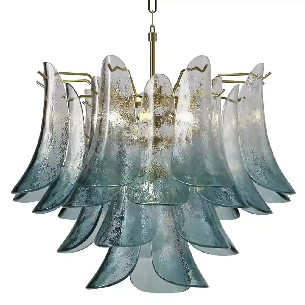 Blue Murano Style Glass Petals Chandelier